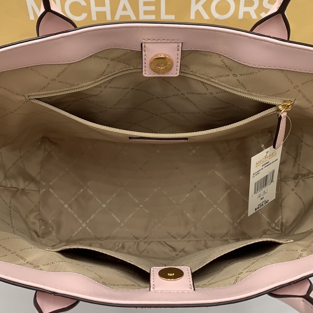 MICHAEL KORS SIENNA Large Tote Shoulder BAG In POWDER BLUSH Leather Canvas - Picture 10 of 16